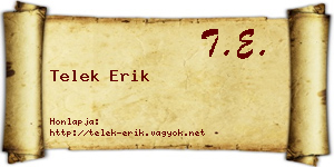Telek Erik névjegykártya